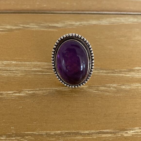 Purple Amethyst ring dipped in 925 Silver rainbows size 7 NEW - Picture 4 of 8